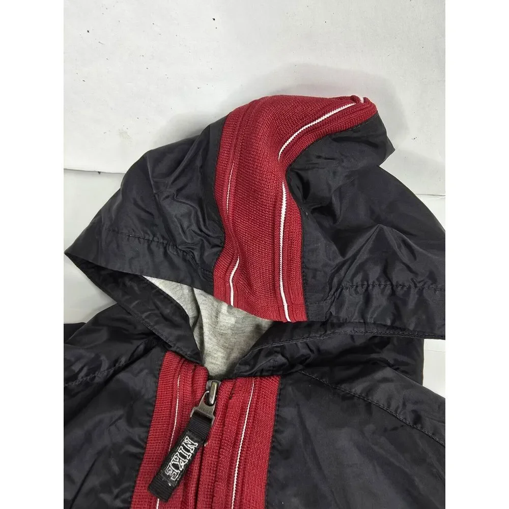 Nike XL (18-20)Kids Windbreaker Hooded‎ Vintage Jacket Black Red